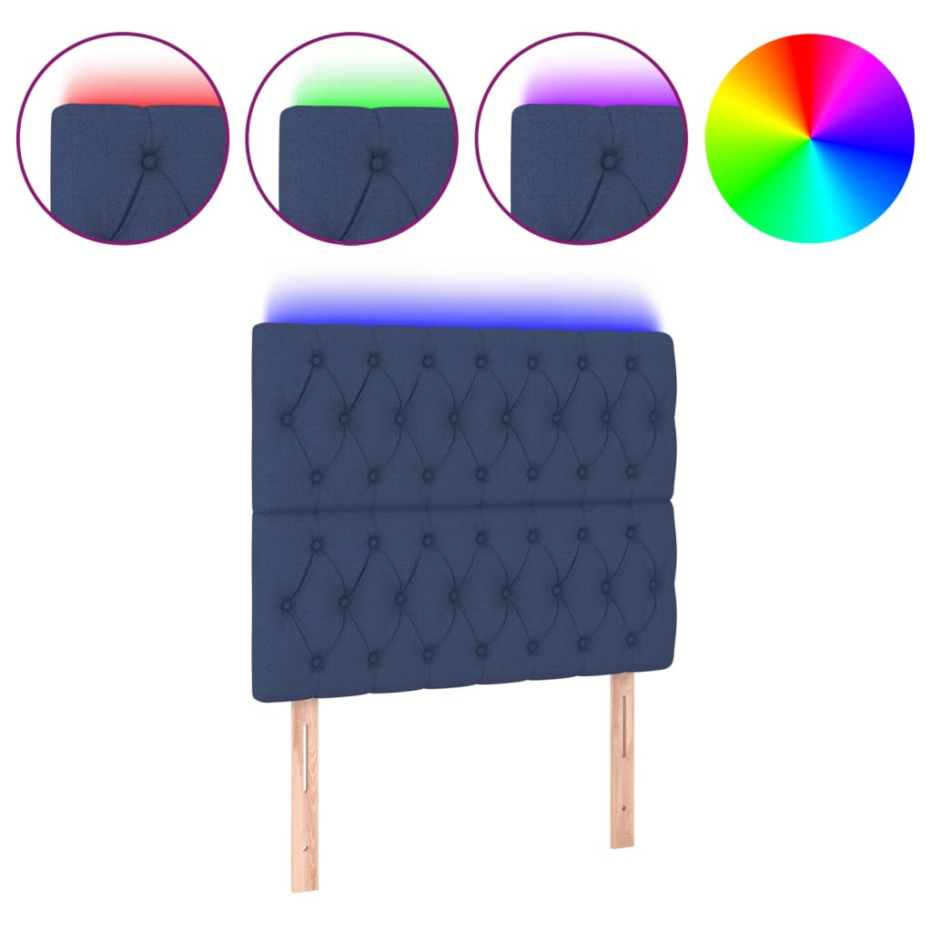 LED uzglavlje plavo 90x7x118/128 cm od tkanine