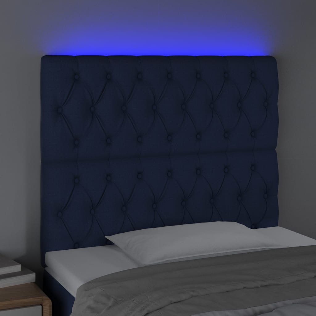 LED uzglavlje plavo 90x7x118/128 cm od tkanine