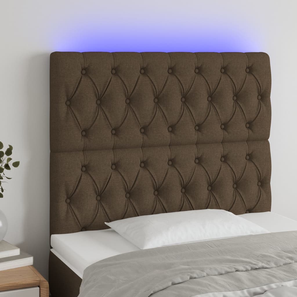 LED uzglavlje tamnosmeđe 100x7x118/128 cm od tkanine