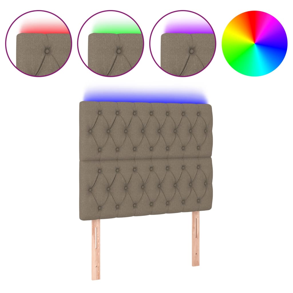 LED uzglavlje smeđesivo 100x7x118/128 cm od tkanine