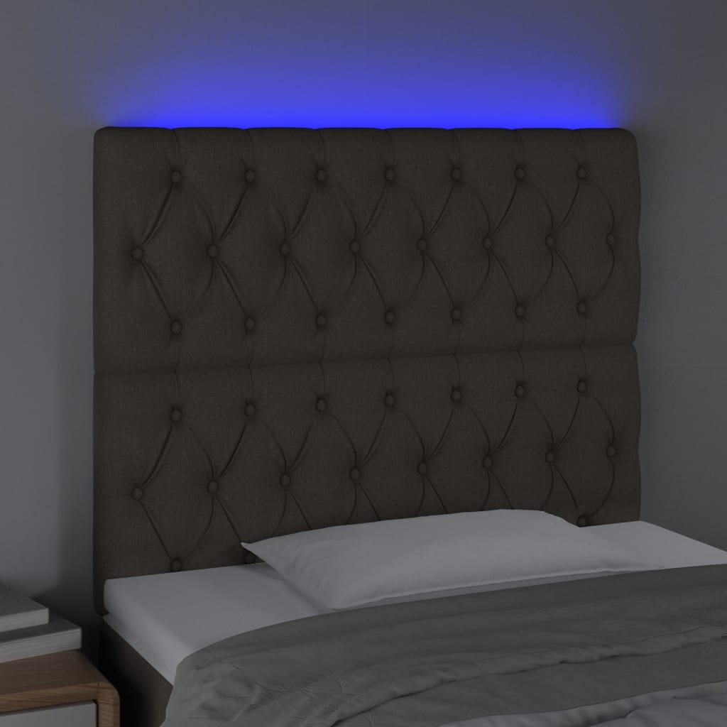 LED uzglavlje smeđesivo 100x7x118/128 cm od tkanine