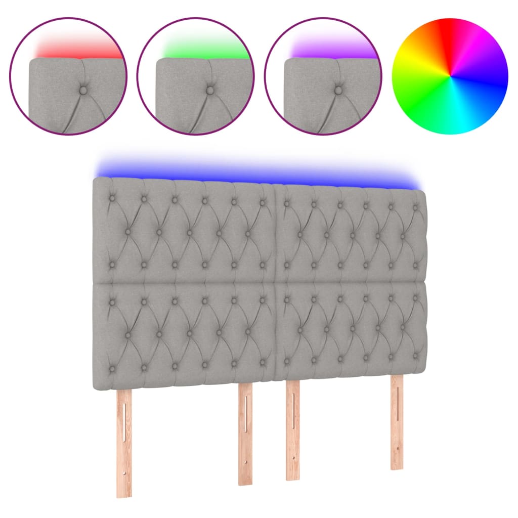 LED uzglavlje svjetlosivo 144x7x118/128 cm od tkanine