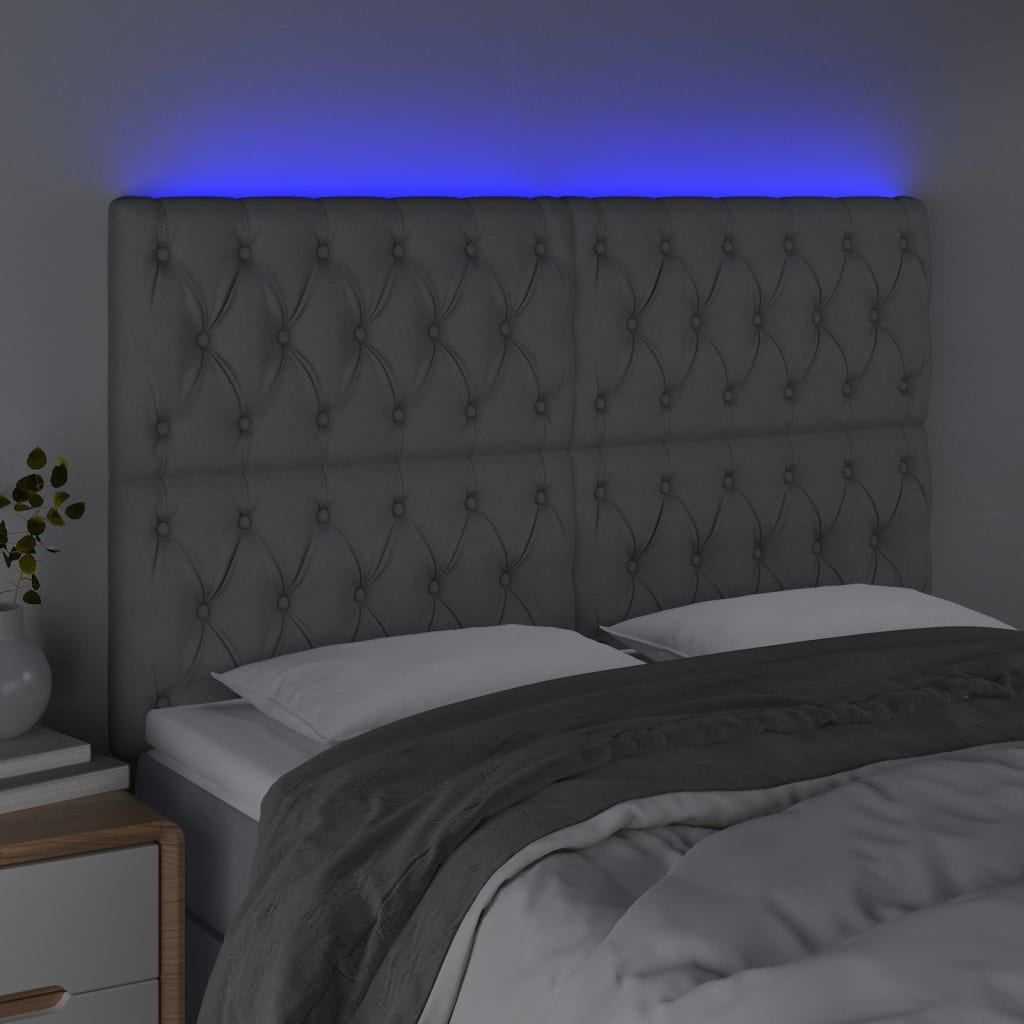 LED uzglavlje svjetlosivo 144x7x118/128 cm od tkanine