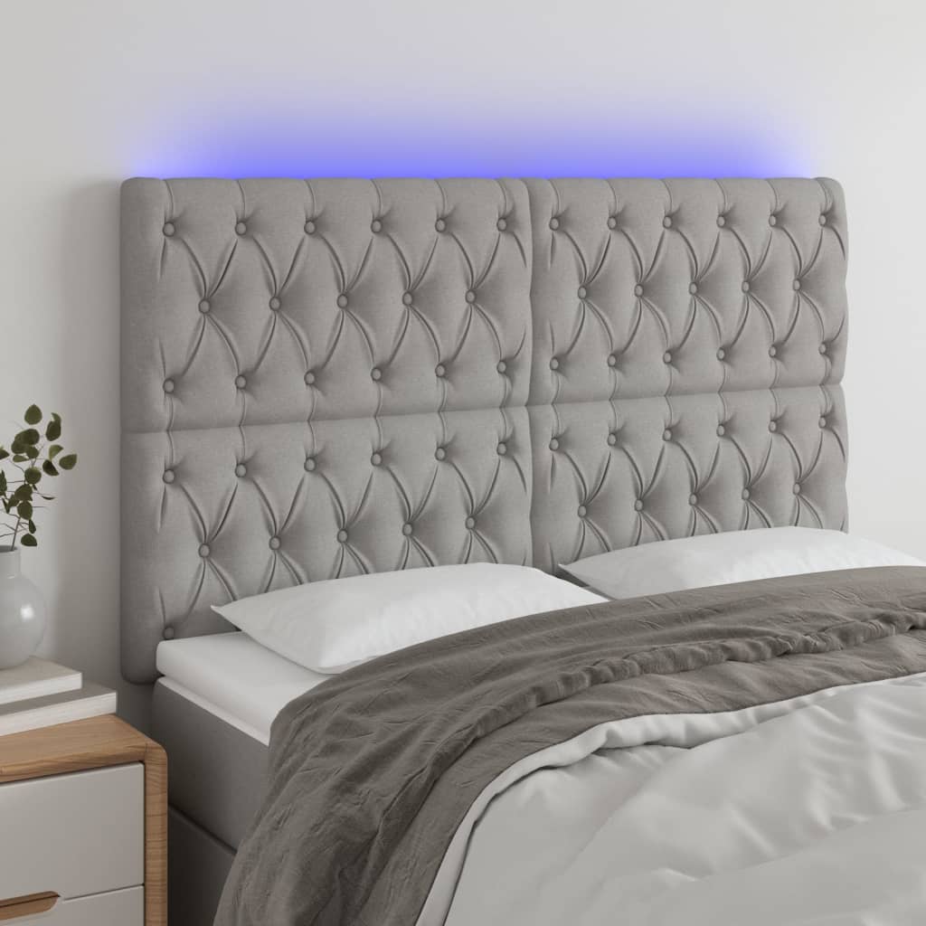 LED uzglavlje svjetlosivo 144x7x118/128 cm od tkanine