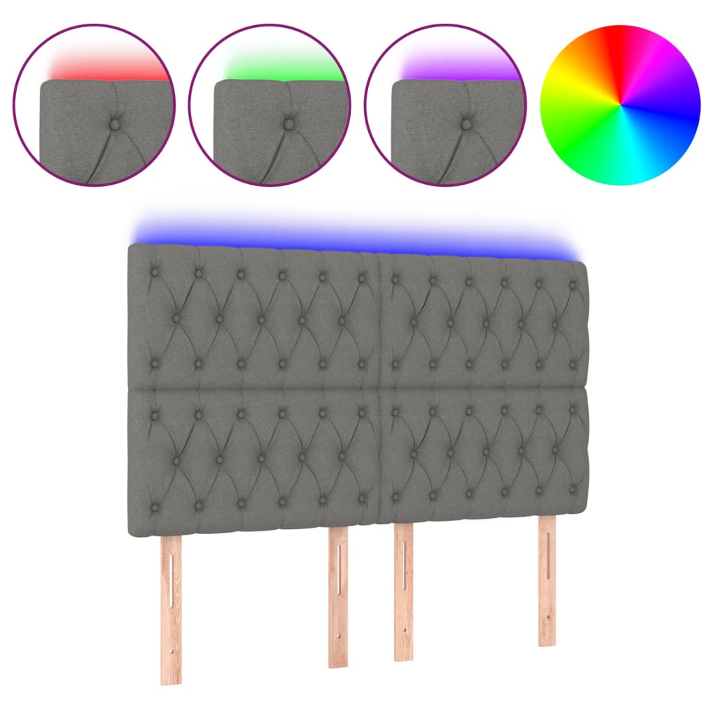 LED uzglavlje tamnosivo 144x7x118/128 cm od tkanine