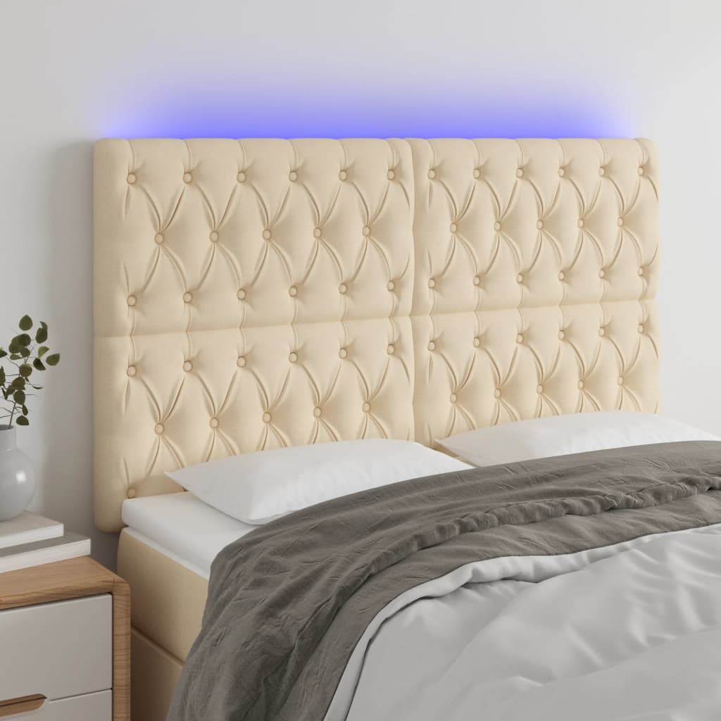 LED uzglavlje krem 144x7x118/128 cm od tkanine