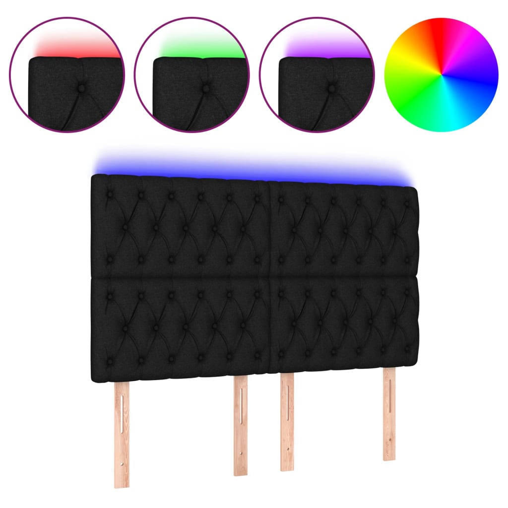 LED uzglavlje crno 160x7x118/128 cm od tkanine