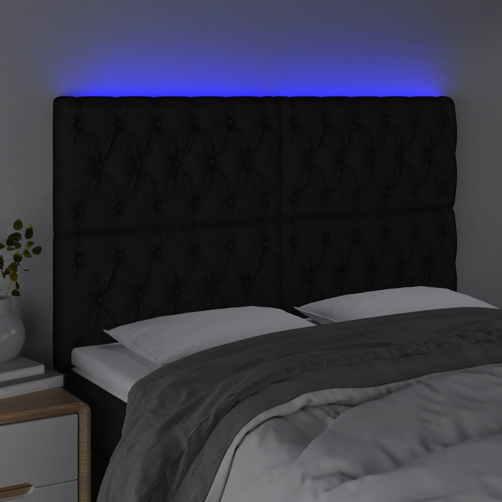 LED uzglavlje crno 160x7x118/128 cm od tkanine