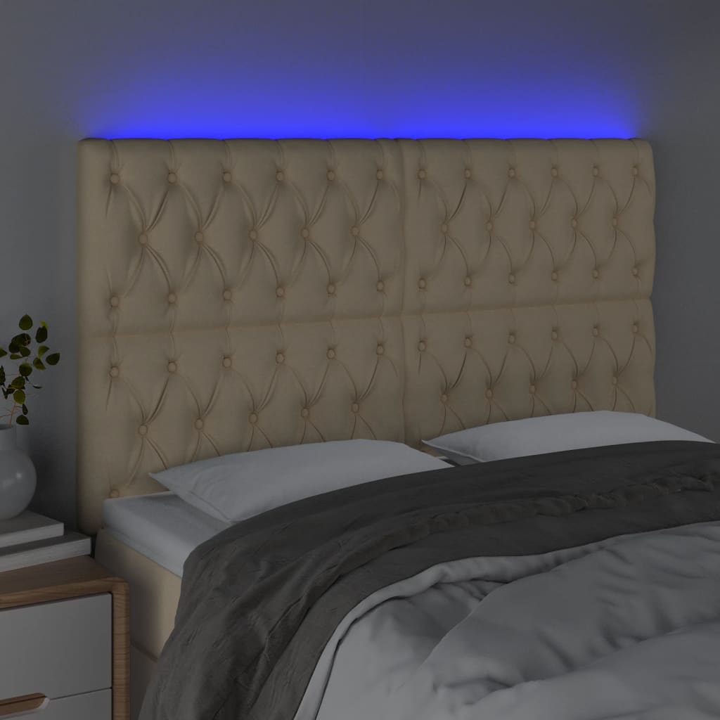 LED uzglavlje krem 160x7x118/128 cm od tkanine