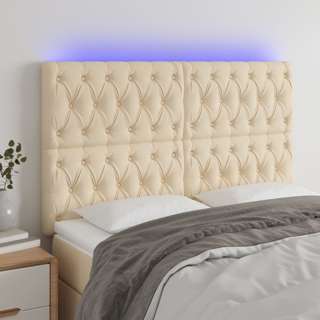LED uzglavlje krem 160x7x118/128 cm od tkanine