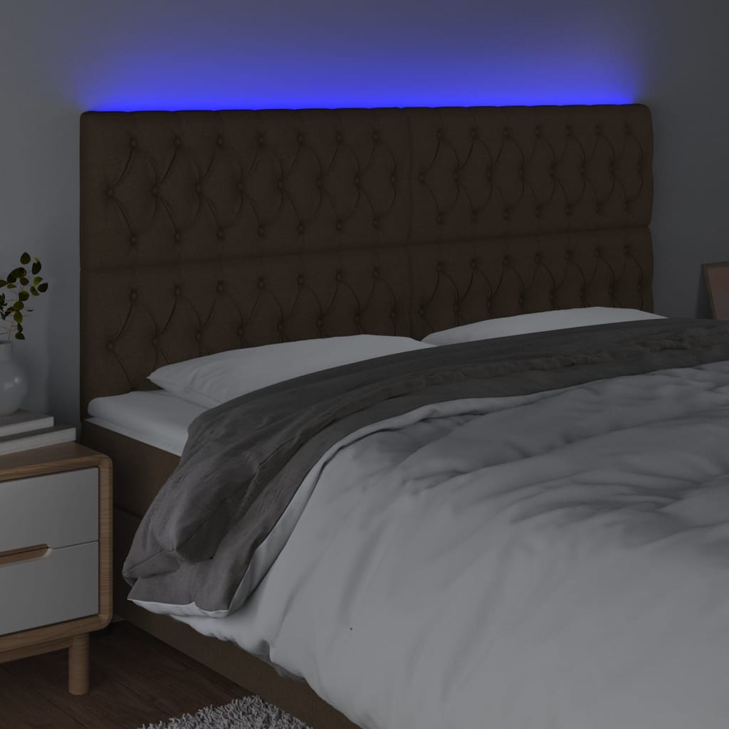 LED uzglavlje tamnosmeđe 180x7x118/128 cm od tkanine