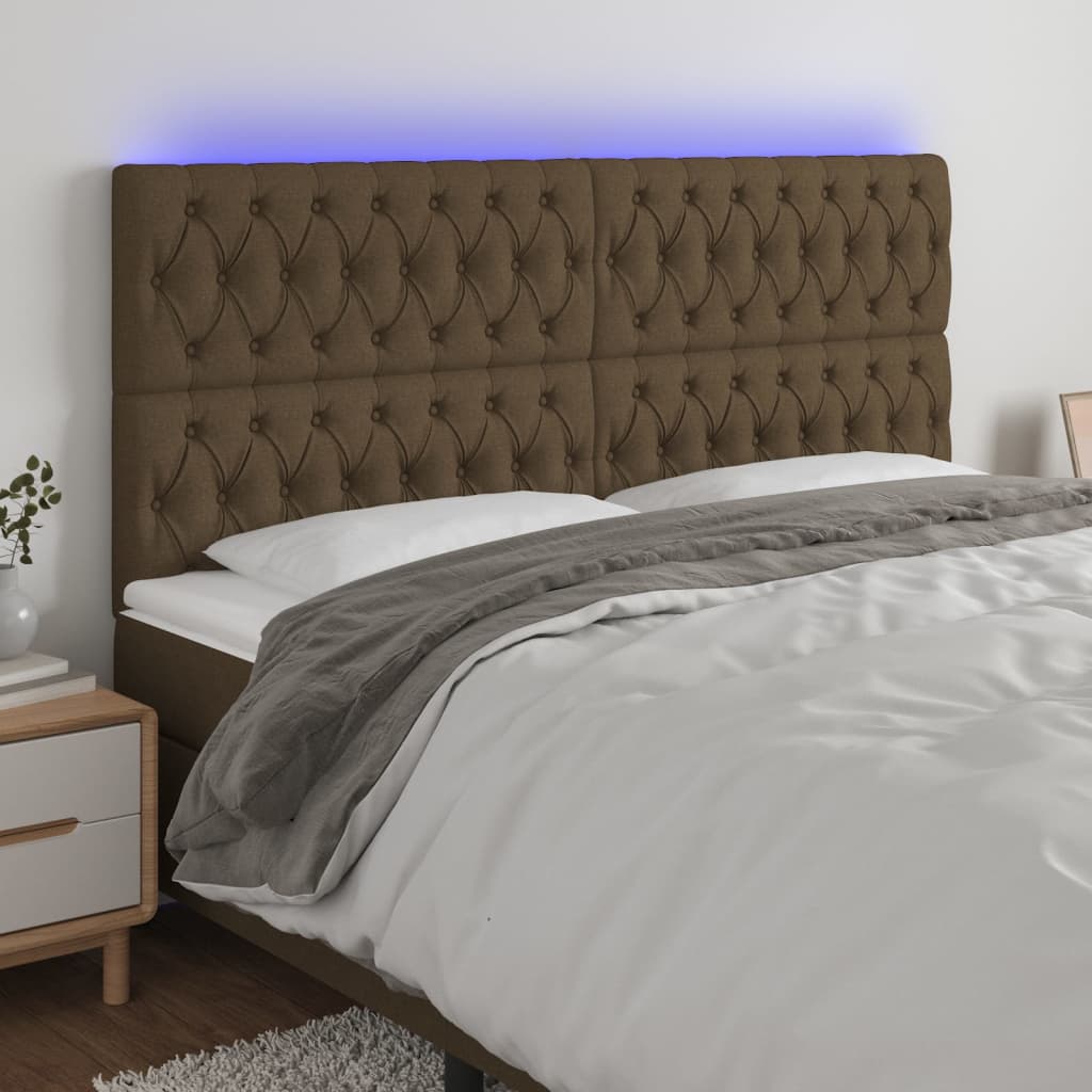 LED uzglavlje tamnosmeđe 180x7x118/128 cm od tkanine