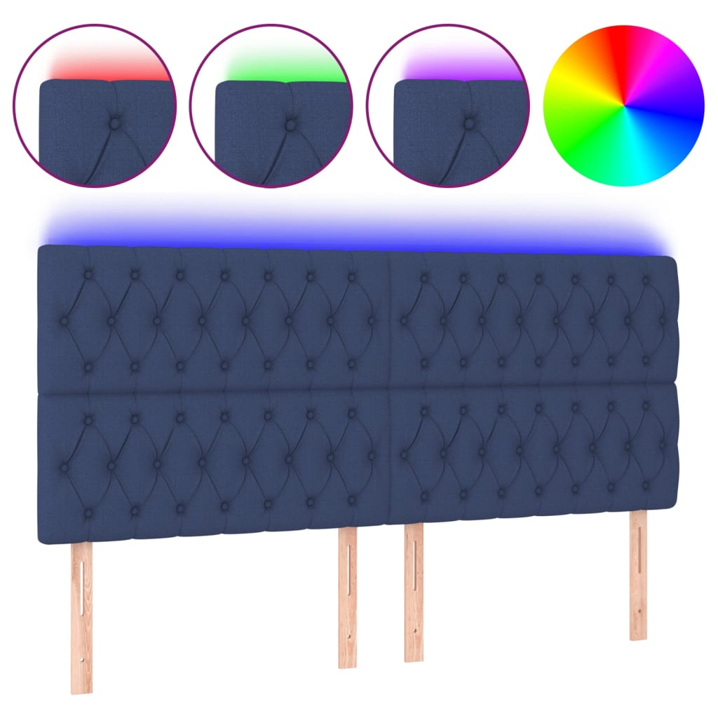 LED uzglavlje plavo 180x7x118/128 cm od tkanine