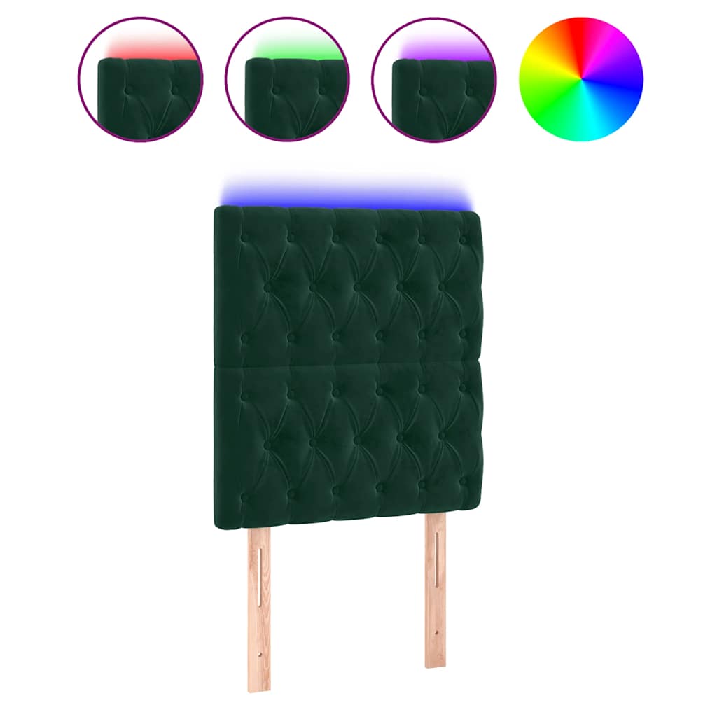 LED uzglavlje tamnozeleno 80x7x118/128 cm baršunasto