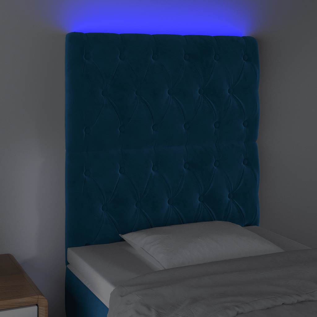 LED uzglavlje tamnoplavo 80x7x118/128 cm baršunasto