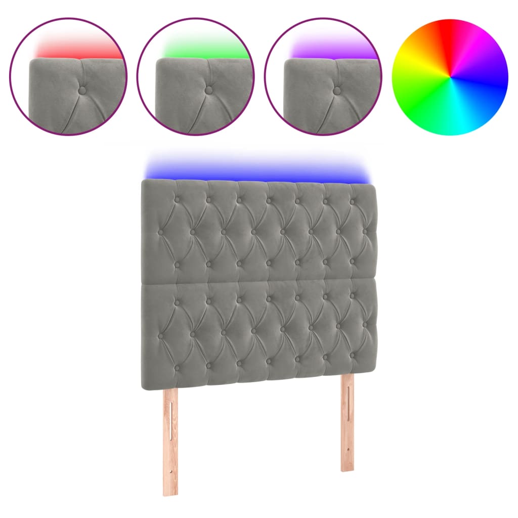 LED uzglavlje svjetlosivo 90x7x118/128 cm baršunasto