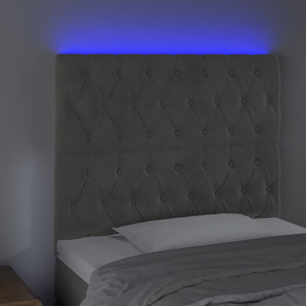 LED uzglavlje svjetlosivo 90x7x118/128 cm baršunasto