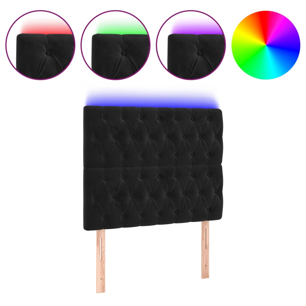 LED uzglavlje crno 90x7x118/128 cm baršunasto