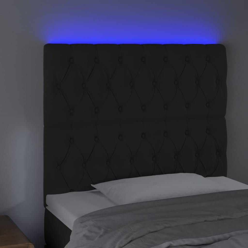LED uzglavlje crno 90x7x118/128 cm baršunasto