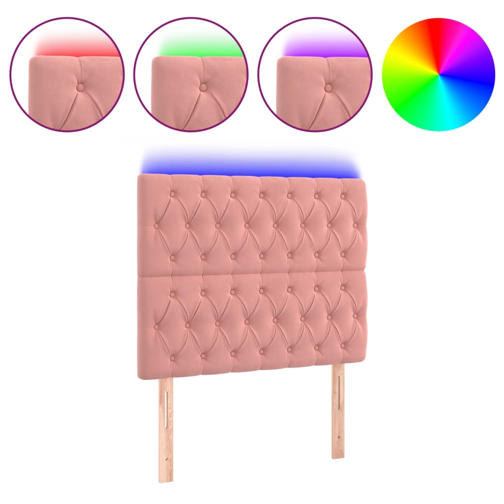 LED uzglavlje ružičasto 90x7x118/128 cm baršunasto
