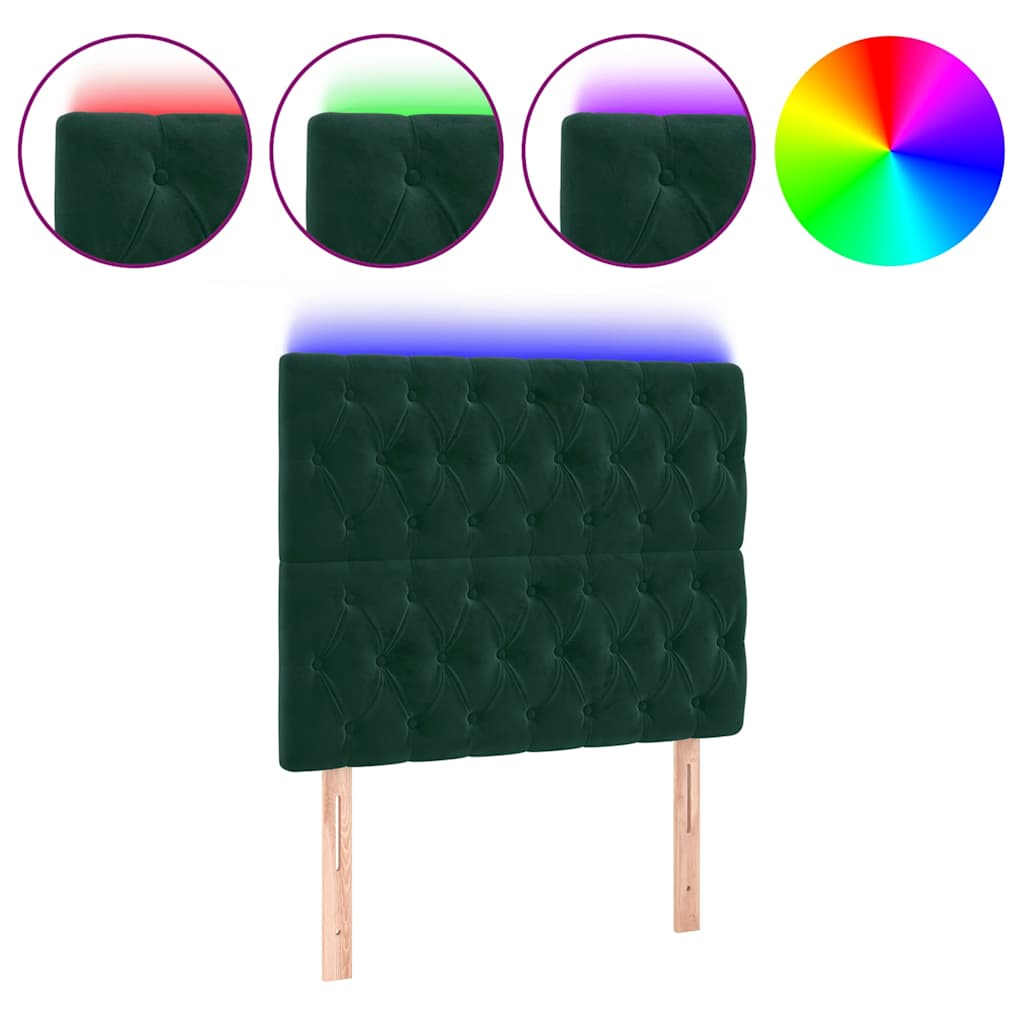 LED uzglavlje tamnozeleno 100x7x118/128 cm baršunasto