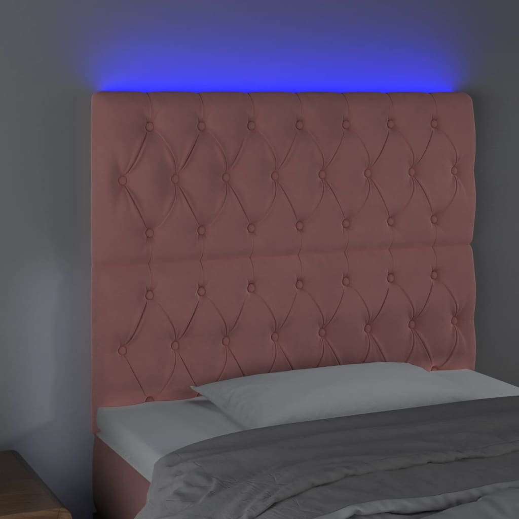 LED uzglavlje ružičasto 100x7x118/128 cm baršunasto