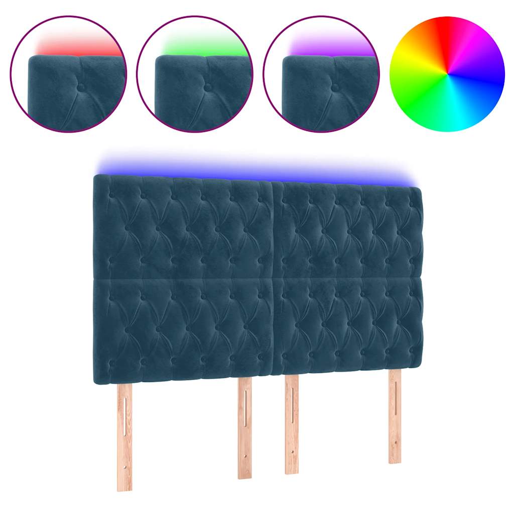 LED uzglavlje tamnoplavo 144x7x118/128 cm baršunasto