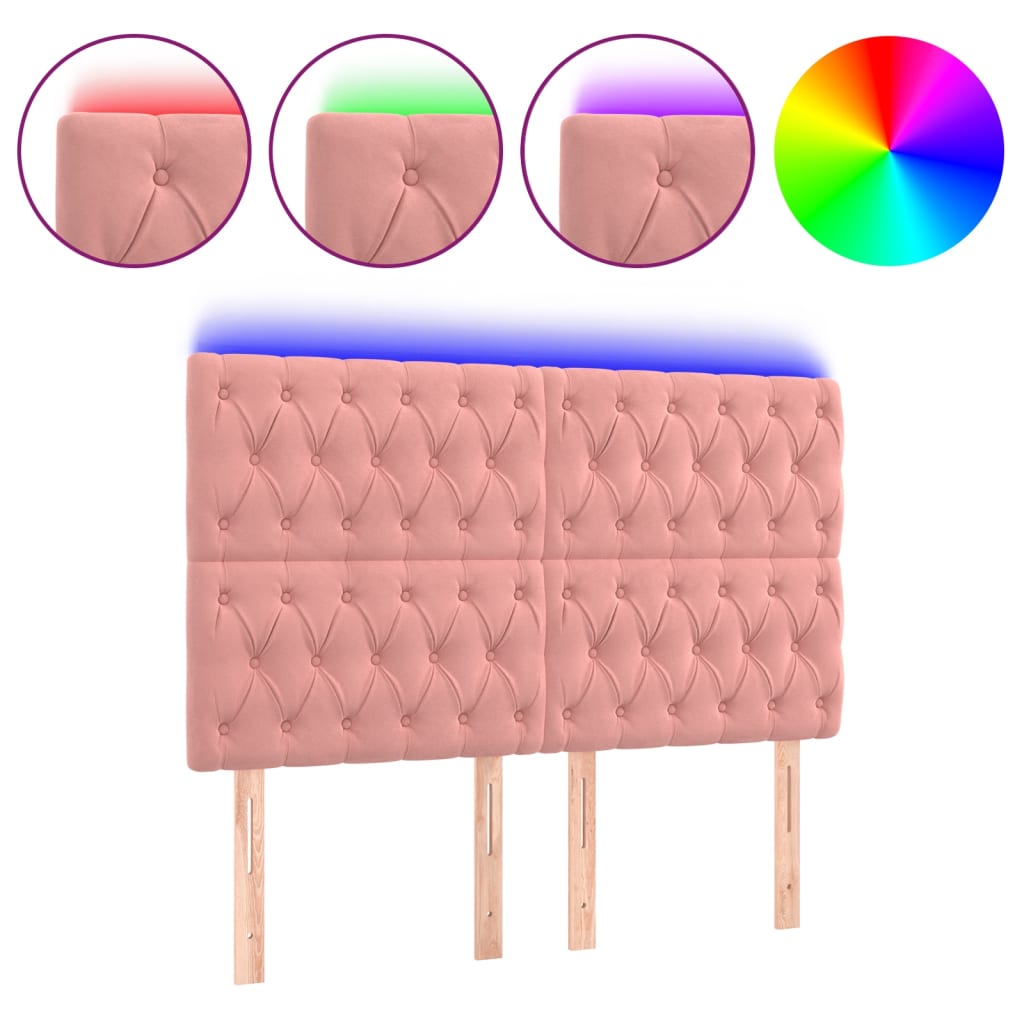 LED uzglavlje ružičasto 144x7x118/128 cm baršunasto