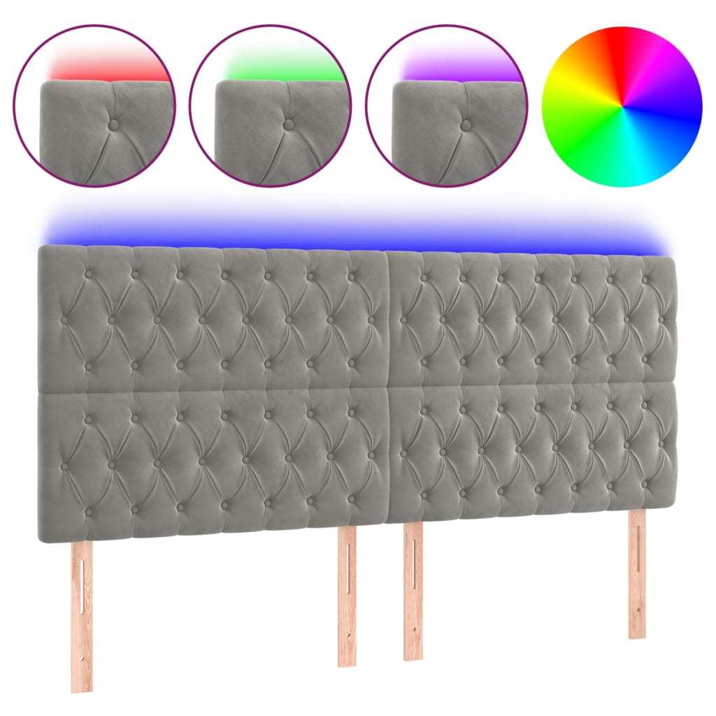 LED uzglavlje svjetlosivo 180x7x118/128 cm baršunasto