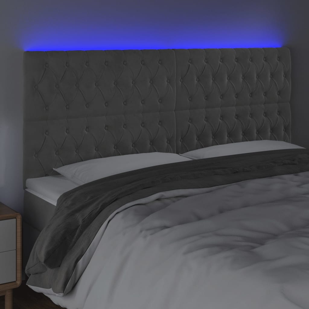 LED uzglavlje svjetlosivo 180x7x118/128 cm baršunasto