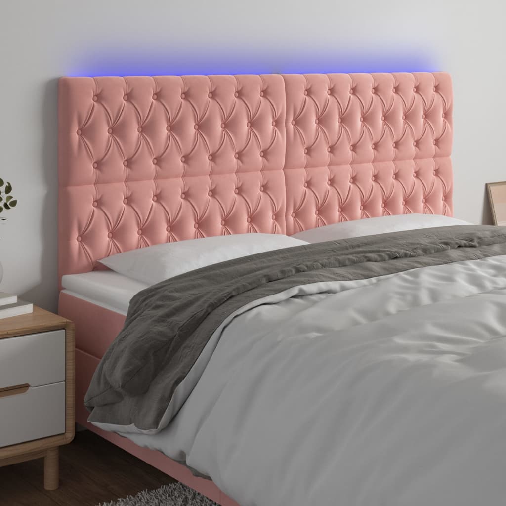 LED uzglavlje ružičasto 180x7x118/128 cm baršunasto