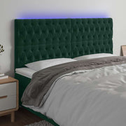 LED uzglavlje tamnozeleno 200x7x118/128 cm baršunasto