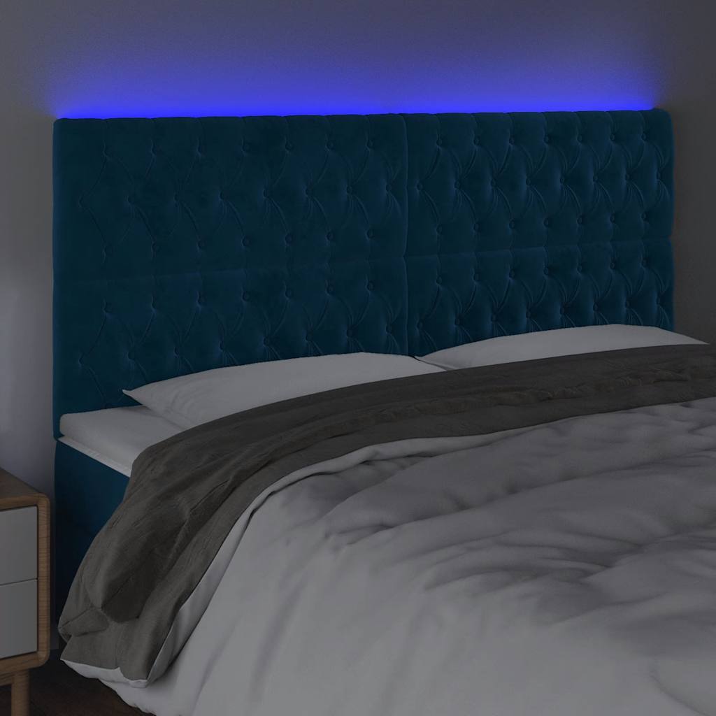 LED uzglavlje tamnoplavo 200x7x118/128 cm od tkanine