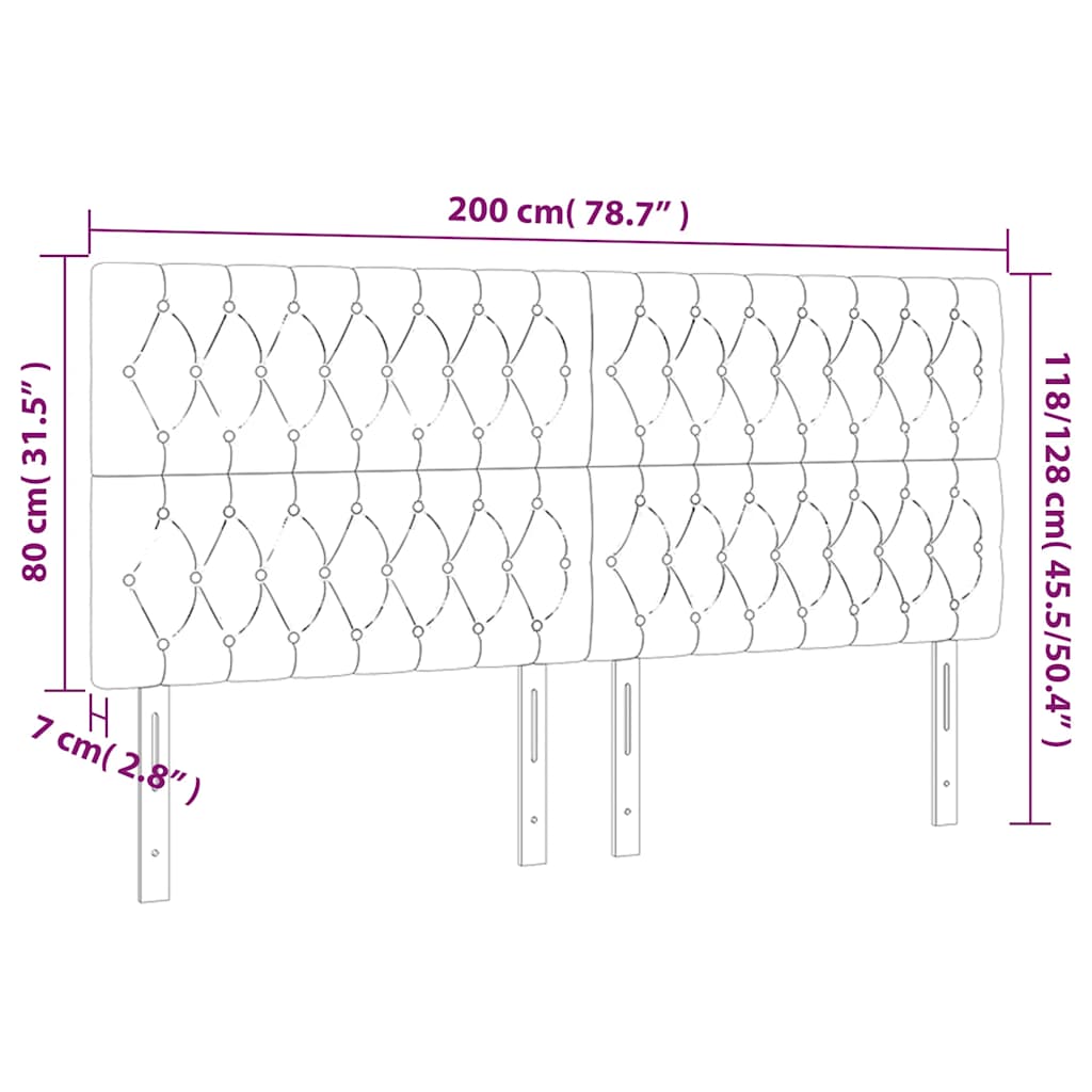 LED uzglavlje tamnoplavo 200x7x118/128 cm od tkanine