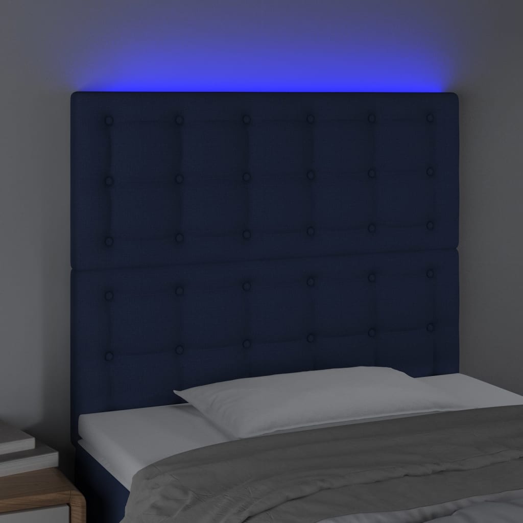 LED uzglavlje plavo 80x5x118/128 cm od tkanine