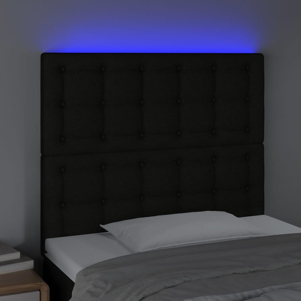 LED uzglavlje crno 90x5x118/128 cm od tkanine