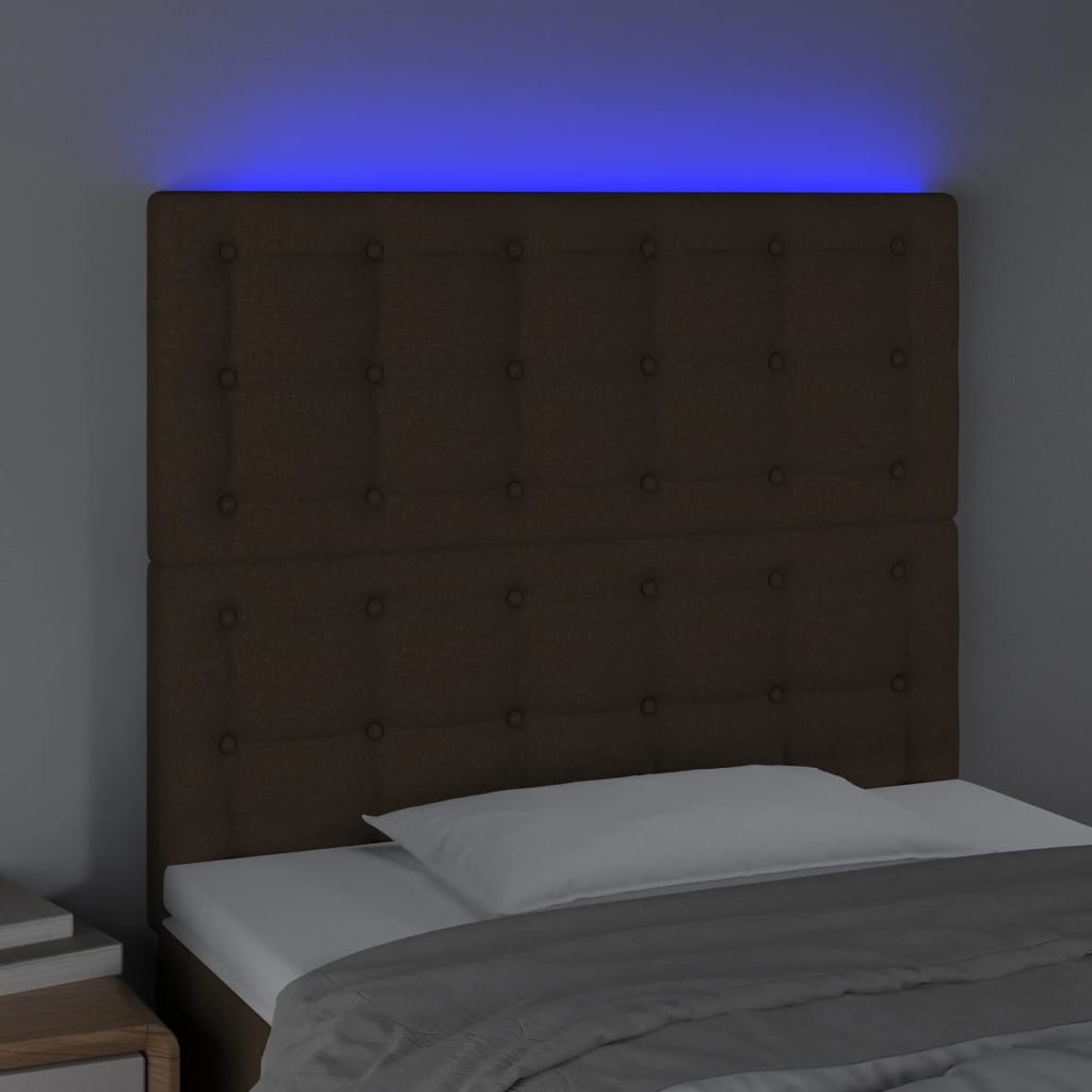 LED uzglavlje tamnosmeđe 90x5x118/128 cm od tkanine