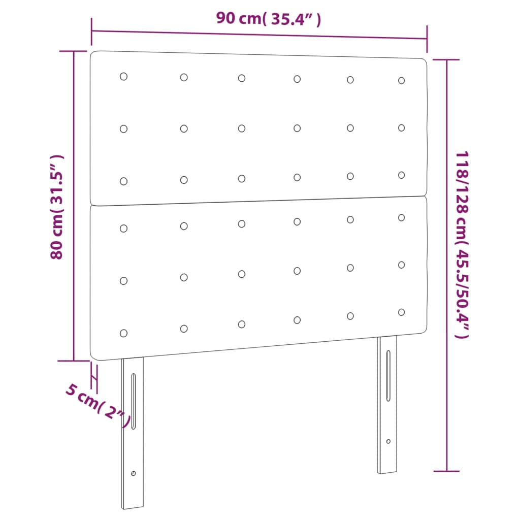 LED uzglavlje tamnosmeđe 90x5x118/128 cm od tkanine