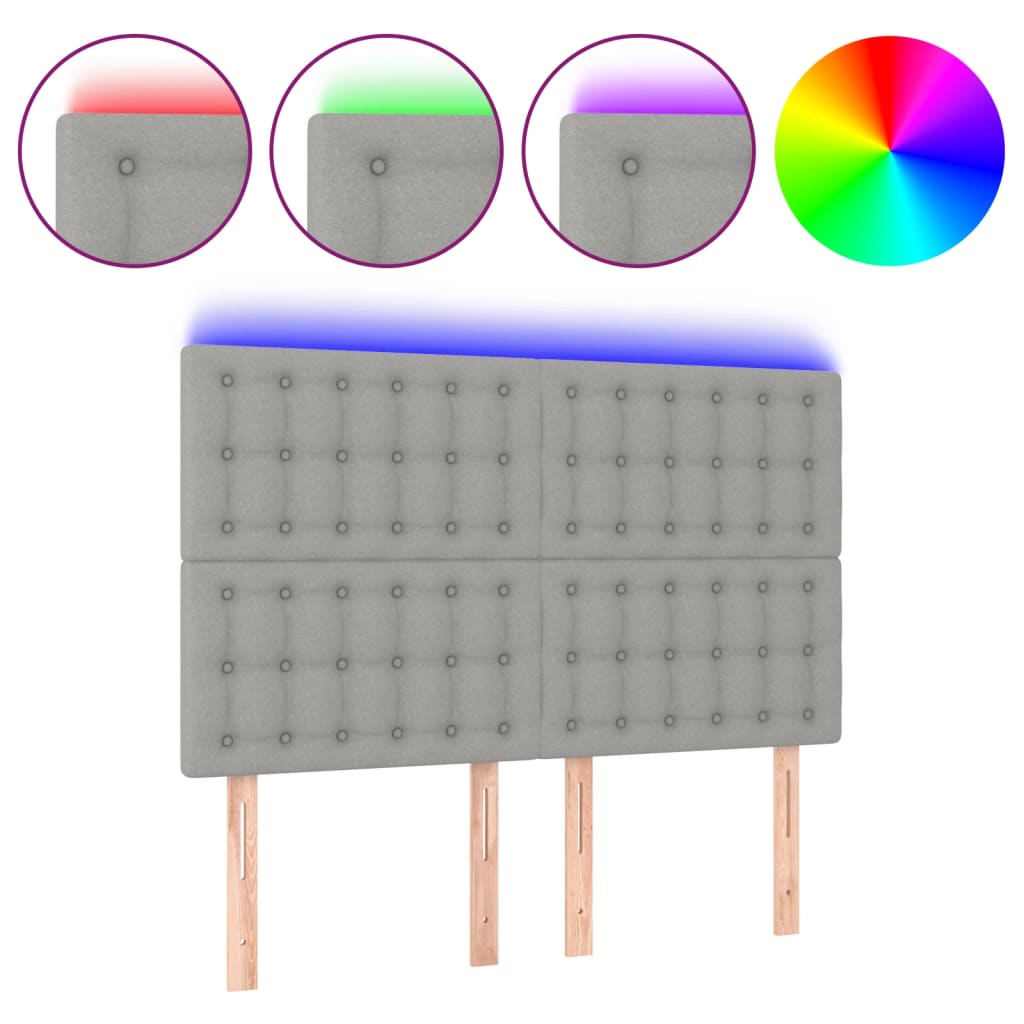 LED uzglavlje svjetlosivo 144x5x118/128 cm od tkanine