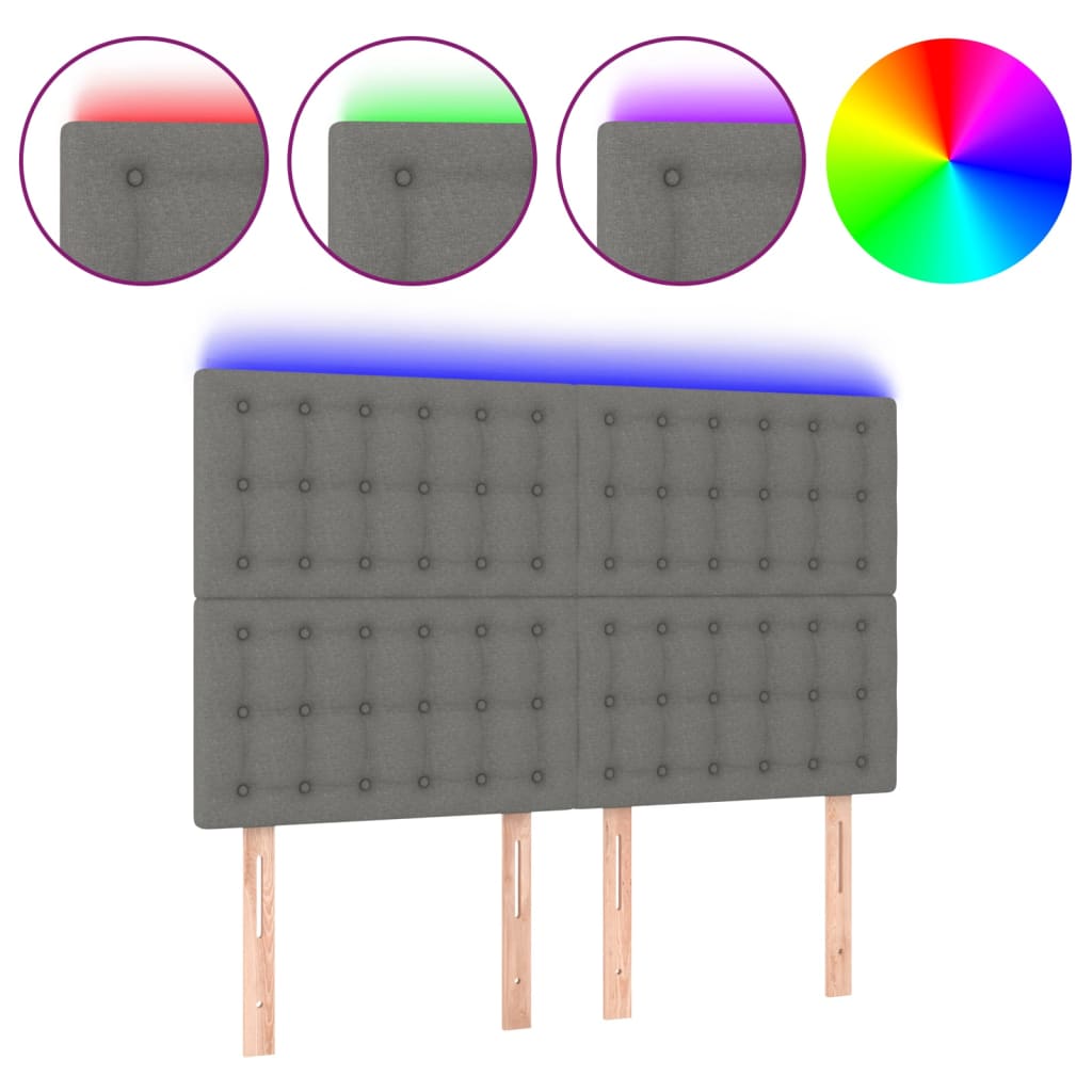 LED uzglavlje tamnosivo 144x5x118 cm od tkanine