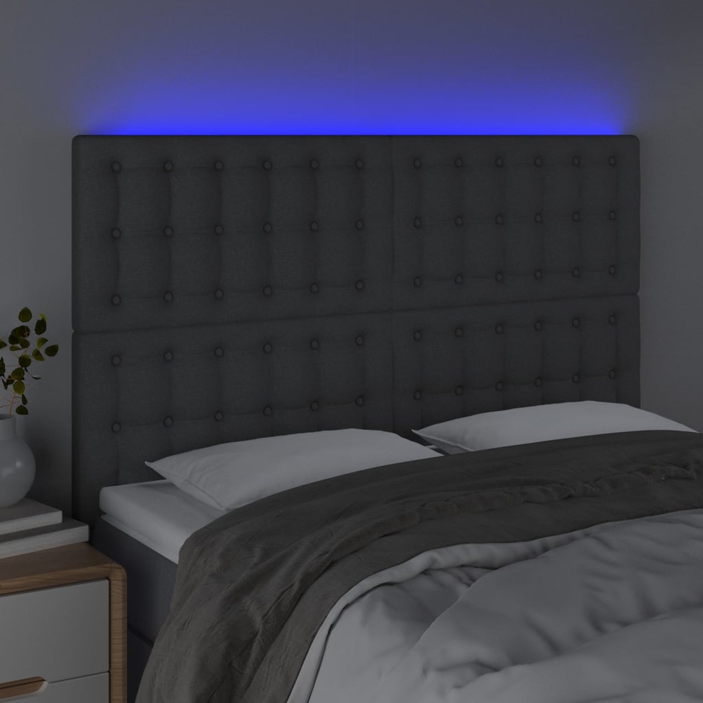 LED uzglavlje tamnosivo 144x5x118 cm od tkanine