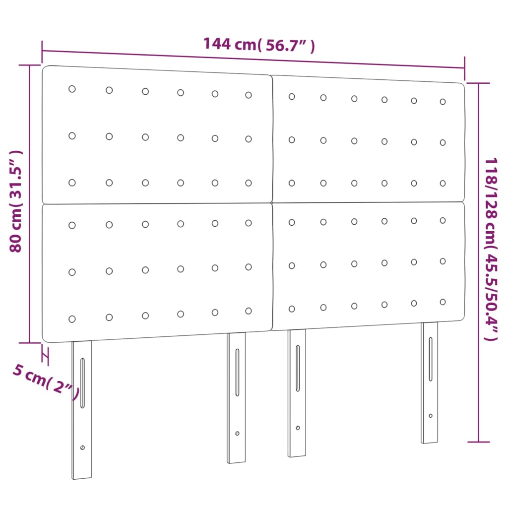 LED uzglavlje tamnosivo 144x5x118 cm od tkanine