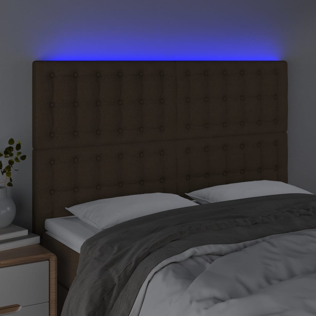 LED uzglavlje tamnosmeđe 144x5x118/128 cm od tkanine
