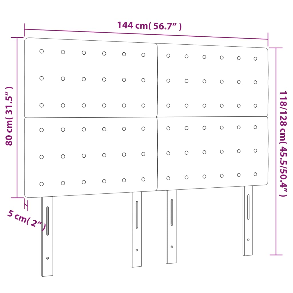 LED uzglavlje tamnosmeđe 144x5x118/128 cm od tkanine