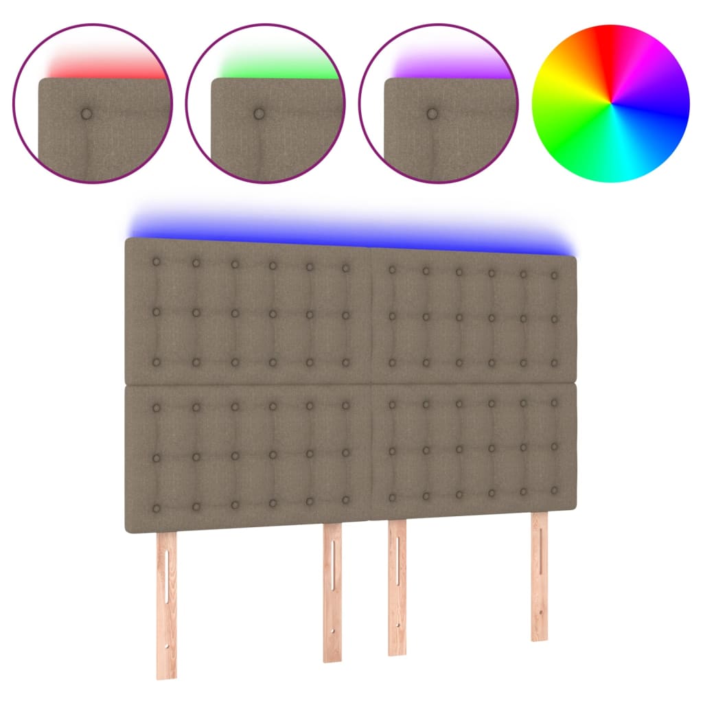 LED uzglavlje smeđesivo 144x5x118/128 cm od tkanine