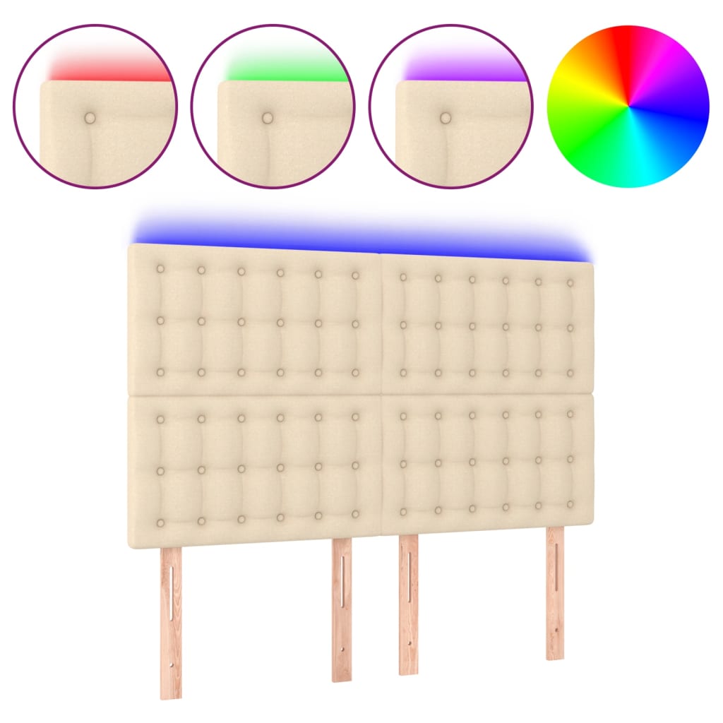 LED uzglavlje krem 144x5x118/128 cm od tkanine