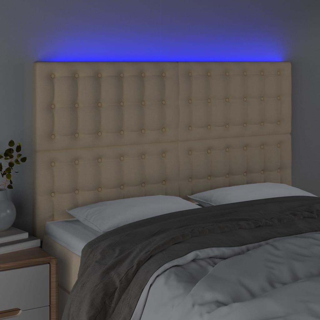 LED uzglavlje krem 144x5x118/128 cm od tkanine