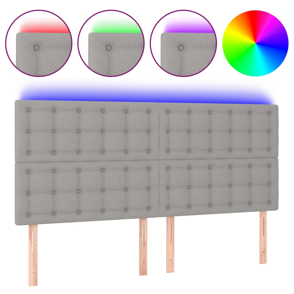 LED uzglavlje svjetlosivo 160x5x118/128 cm od tkanine
