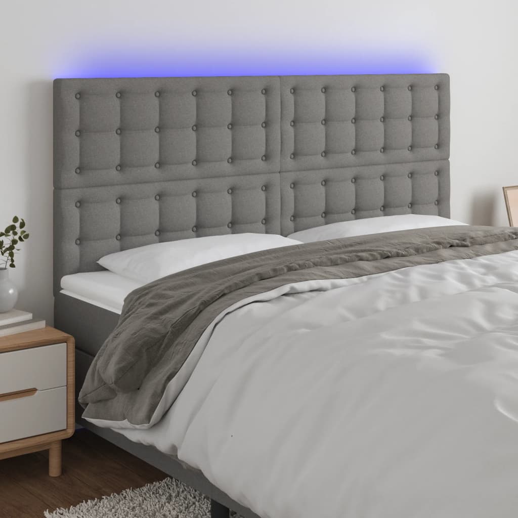 LED uzglavlje tamnosivo 160x5x118/128 cm od tkanine