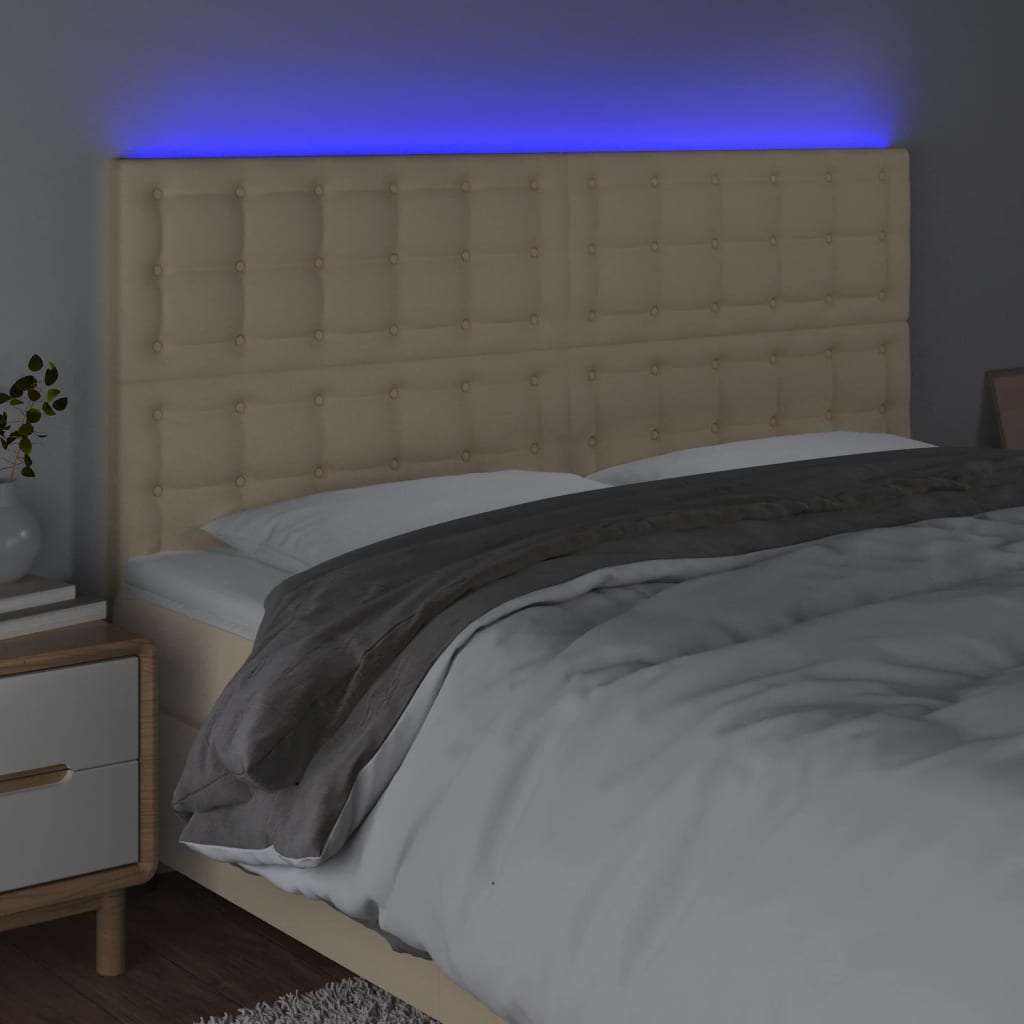 LED uzglavlje krem 160x5x118/128 cm od tkanine